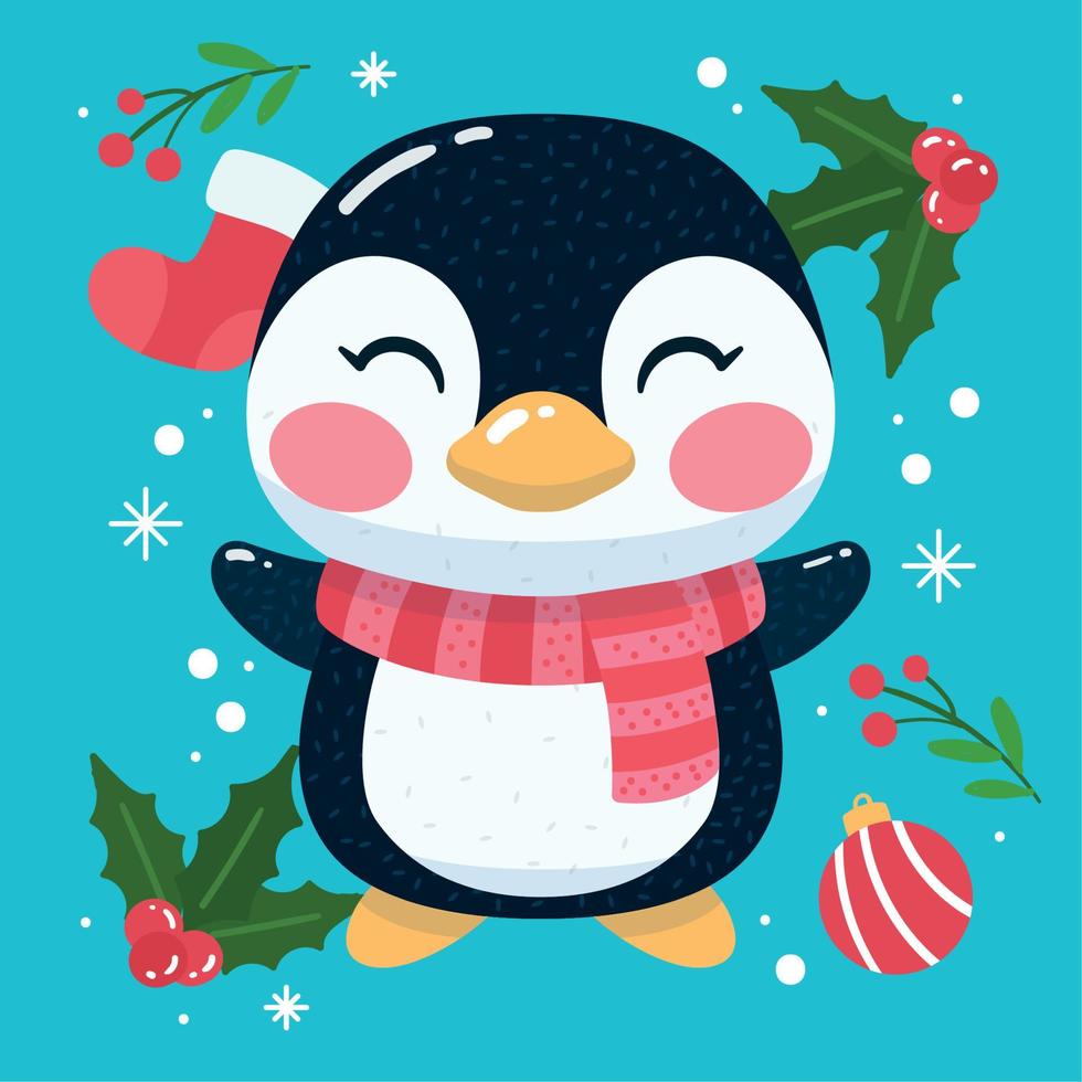 Pinguin Cartoon kawaii Weihnachtsdekoration Vektor