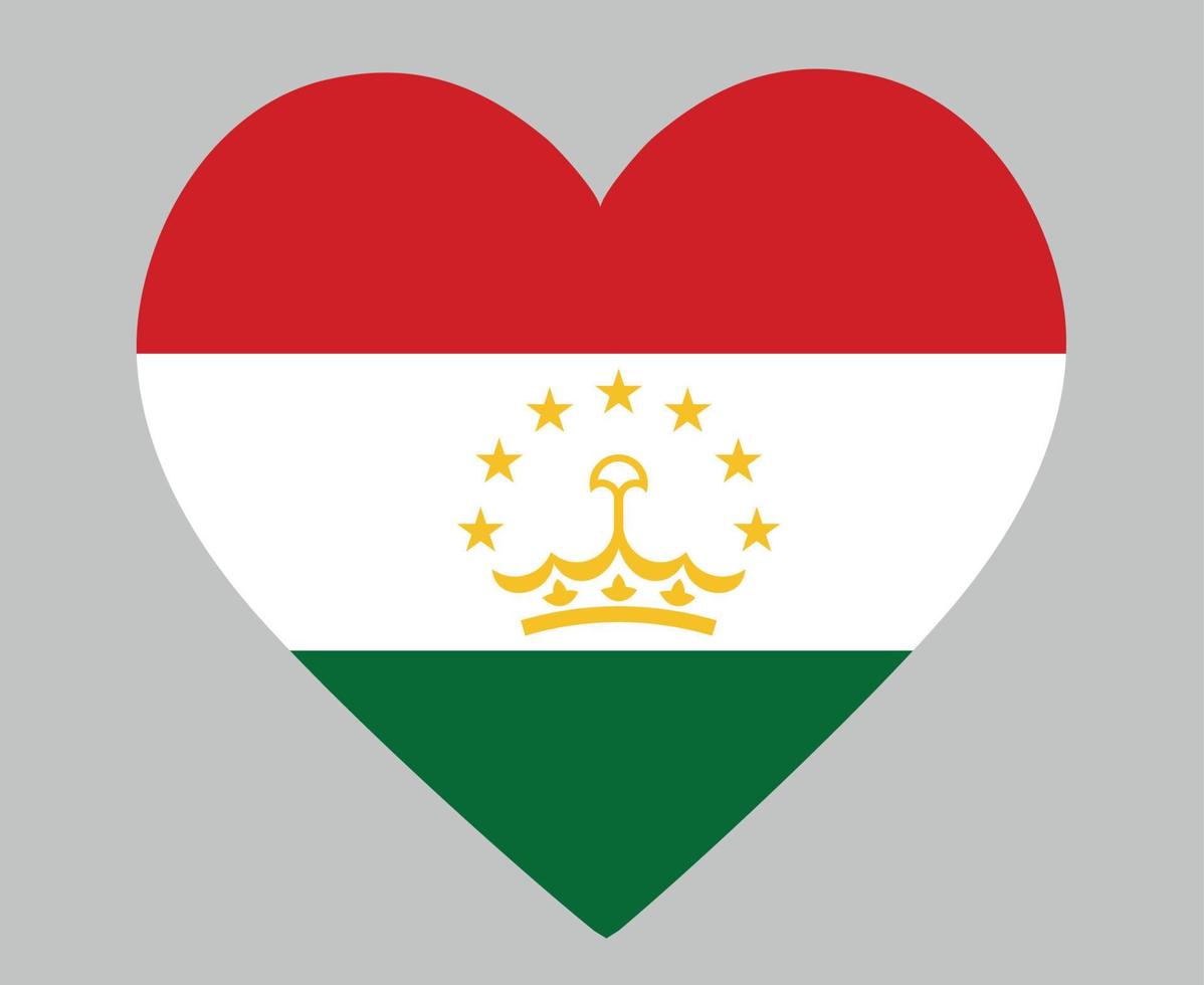 tadzjikistan flagga nationella asien emblem hjärta ikon vektor illustration abstrakt designelement