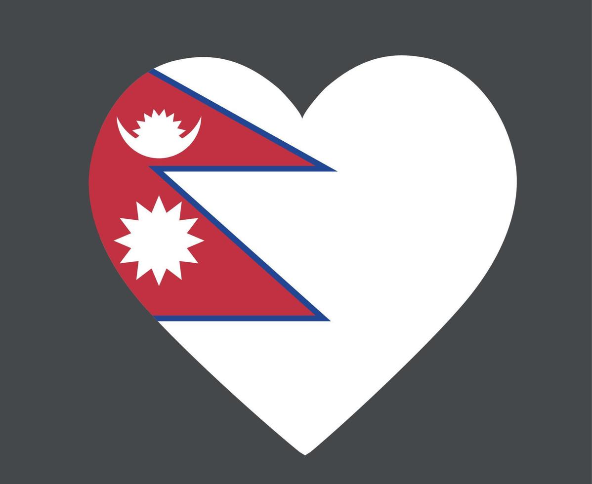 nepal flagga nationella asien emblem hjärta ikon vektor illustration abstrakt designelement