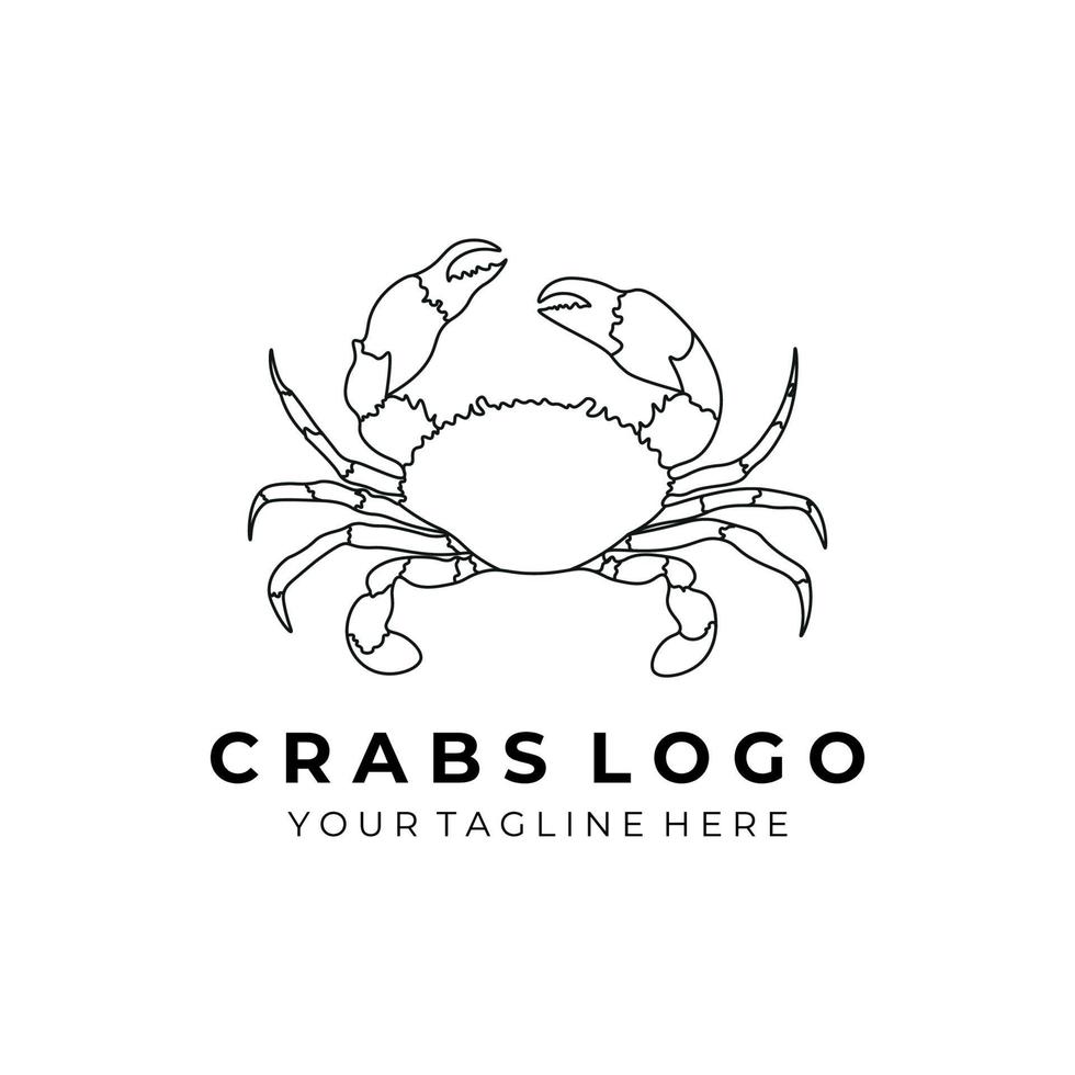 Krabbe Logo Symbol Illustration Vektor Design Schild Shop Ozean isoliert Natur Tier Meeresfrüchte Restaurant