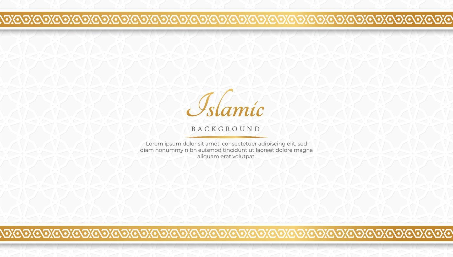 vit islamisk bakgrund med guldlista vektor