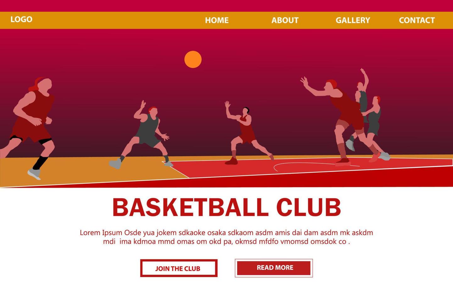 flache basketballillustrations-webschablone vektor