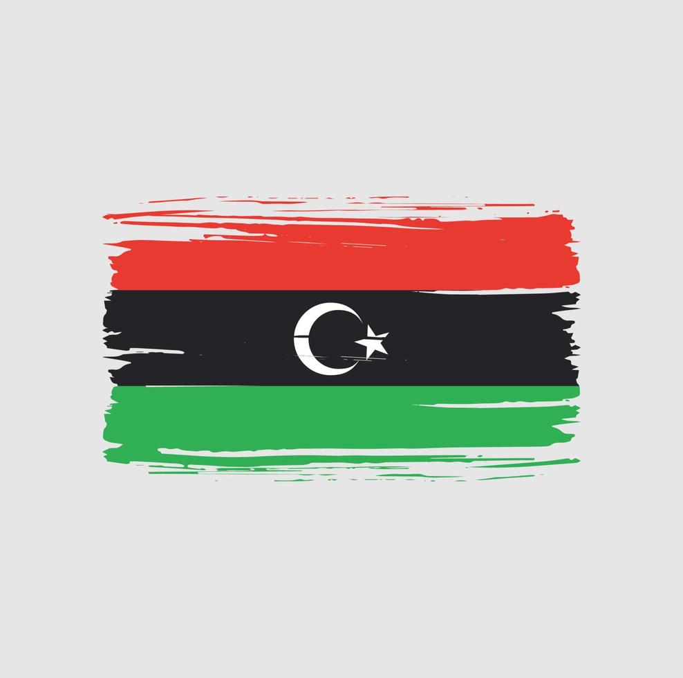 libyens flagga penseldrag. National flagga vektor