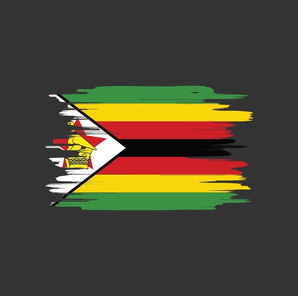 zimbabwe flagga penseldrag vektor