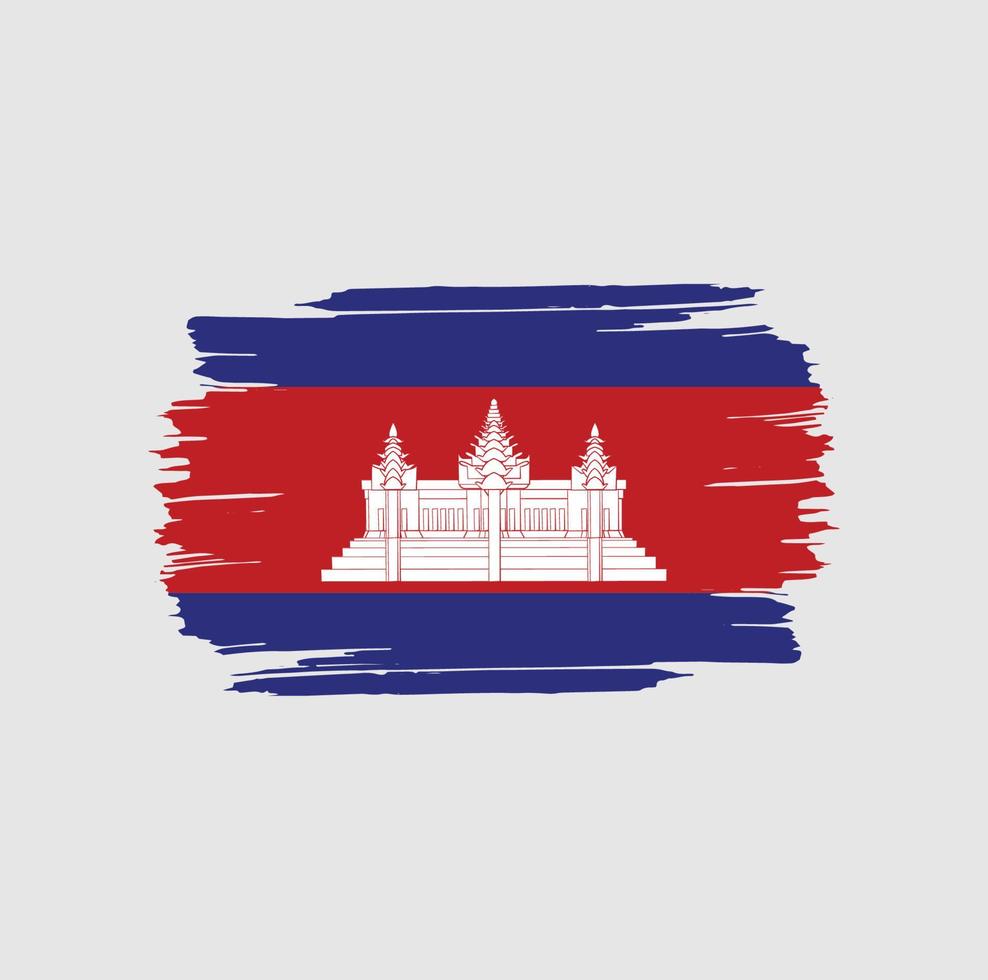 pinselstriche mit kambodscha-flagge. nationale Landesflagge vektor