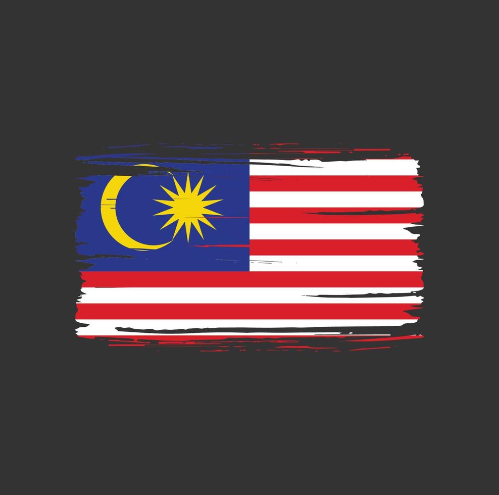 malaysia flagga penseldrag. National flagga vektor