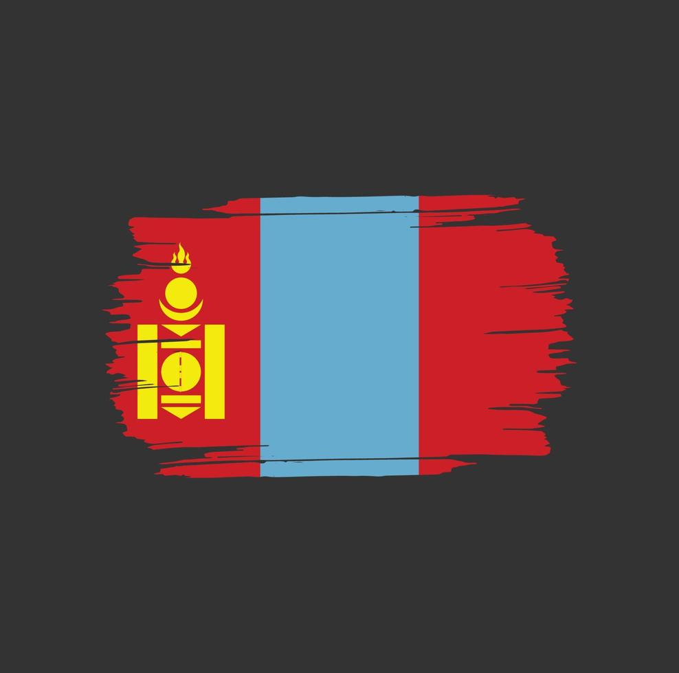 mongoliets flagga penseldrag. nationella flaggan vektor