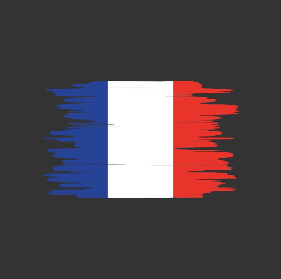 Frankrike flagga penseldrag vektor