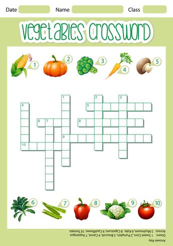 Gemüse-Kreuzworträtsel-Spiel-Vorlage vektor