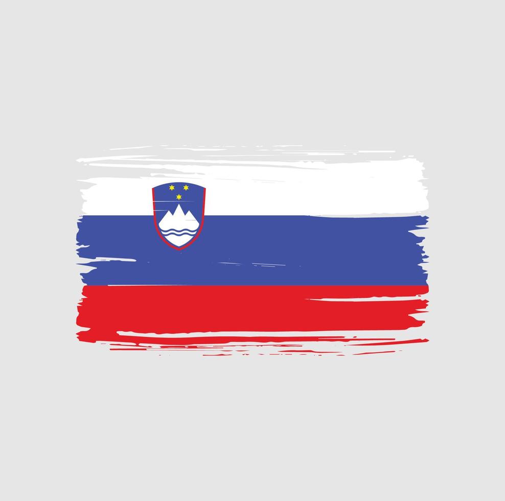 Pinselstrich mit slowenischer Flagge. Nationalflagge vektor