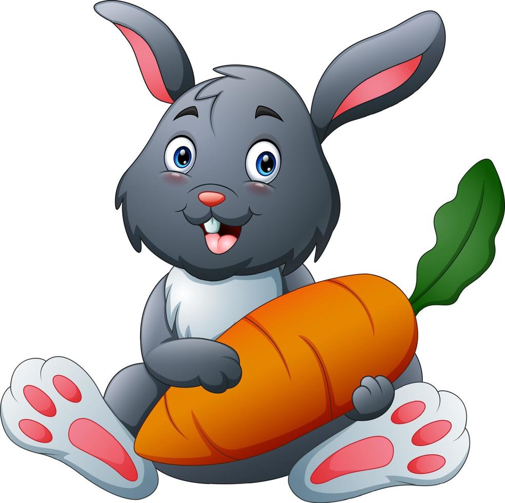 en tecknad kanin som håller en stor morot vektor