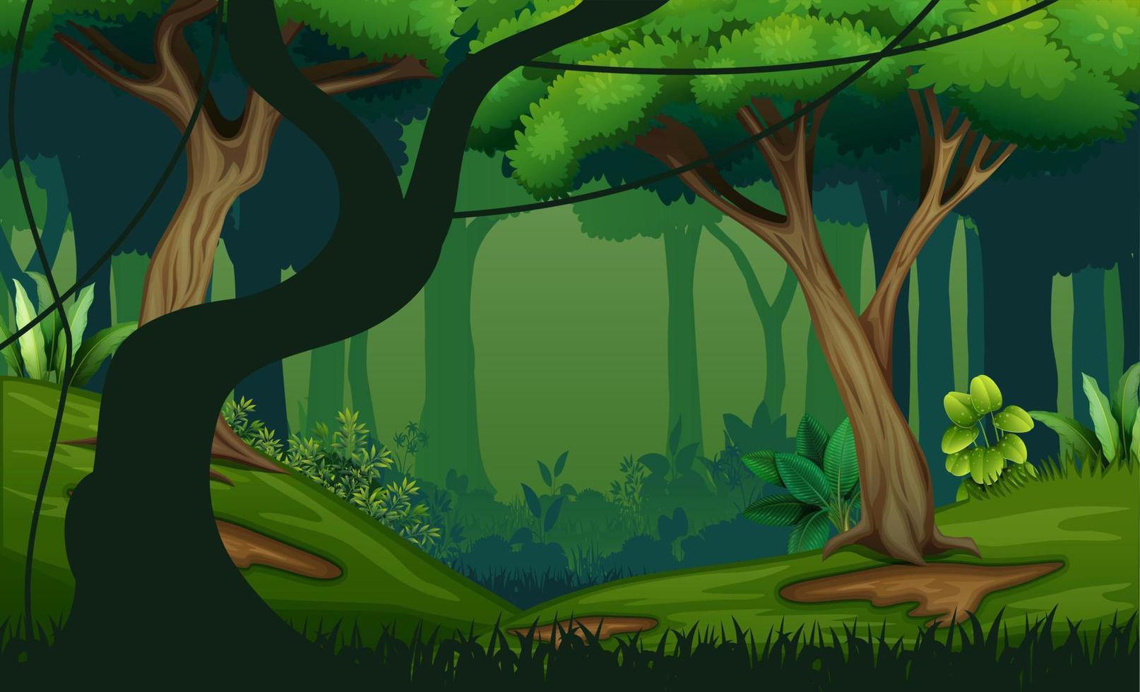 Illustration der Landschaft mit tiefem Dschungel vektor