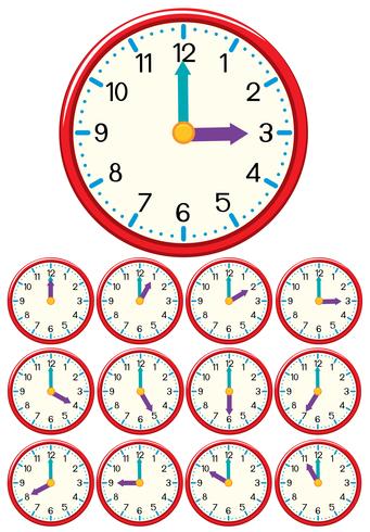 Eine Reihe von Uhrzeit und Uhrzeit vektor