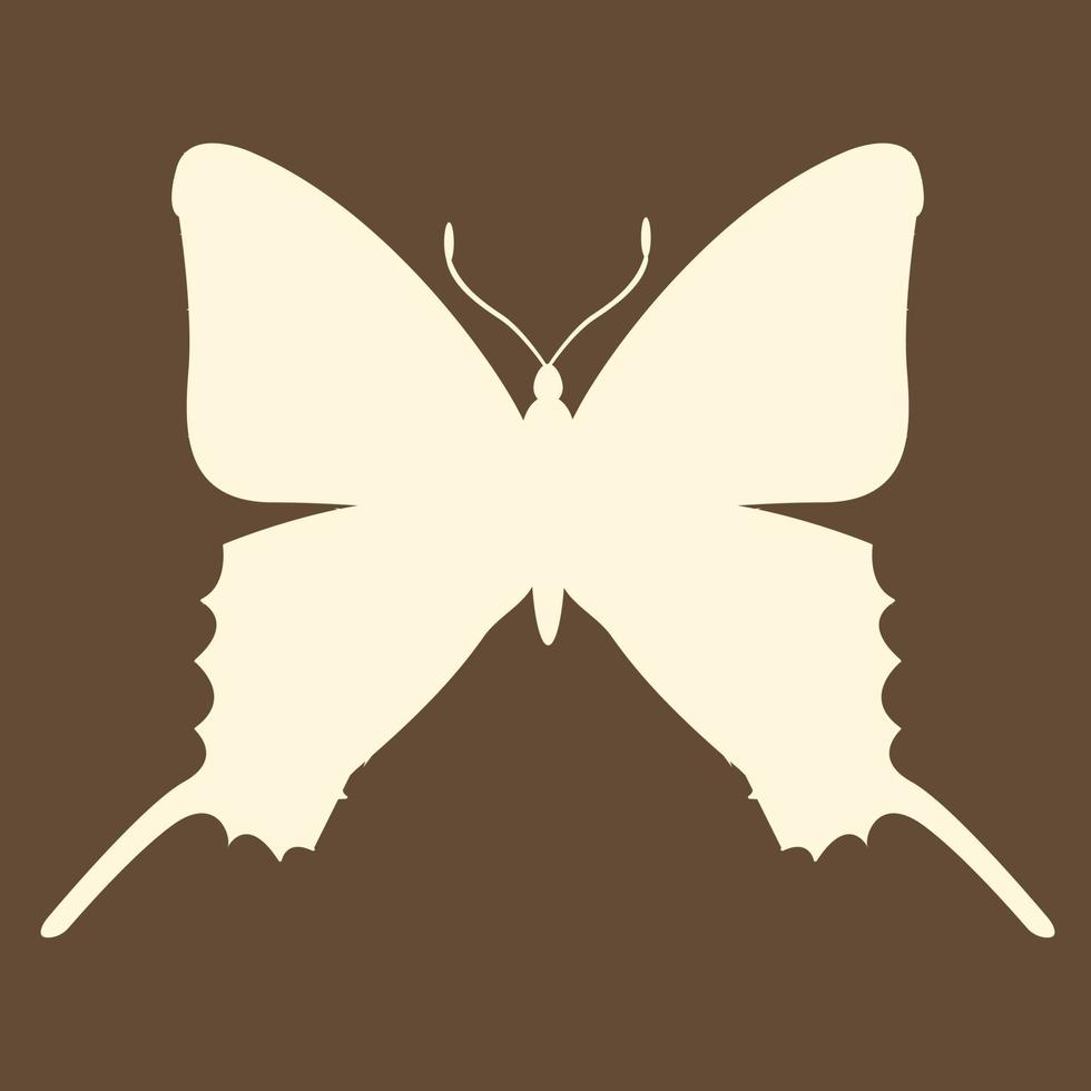 fjäril insekt siluett kontur på brun bakgrund vektor