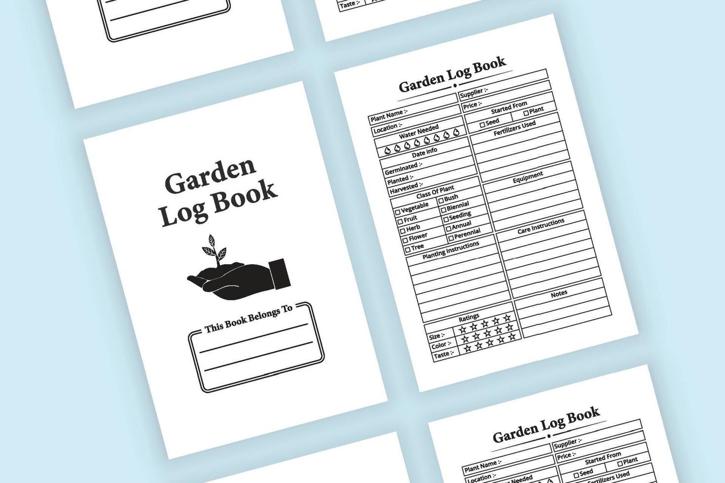 gartenplaner logbuch interieur. gartenplaner und pflanzenanbau-tracker-notizbuchvorlage. Innenraum einer Zeitschriftenvorlage. Plantagenplaner Logbuch. vektor