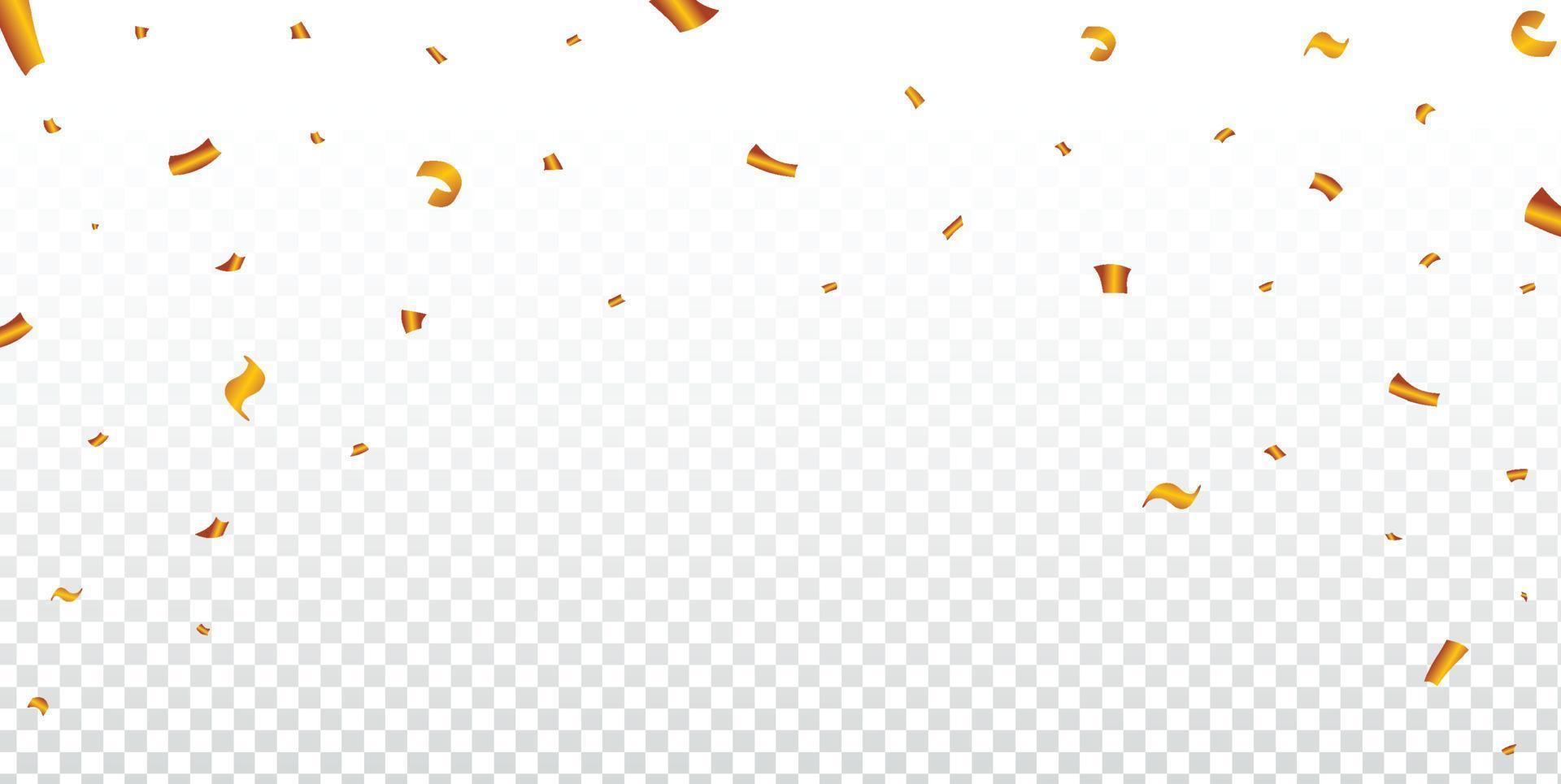 gyllene part glitter ram för en karneval bakgrund. gyllene konfetti fallande illustration på en transparent bakgrund. födelsedagsfirande element. festival och fest element konfetti illustration. vektor