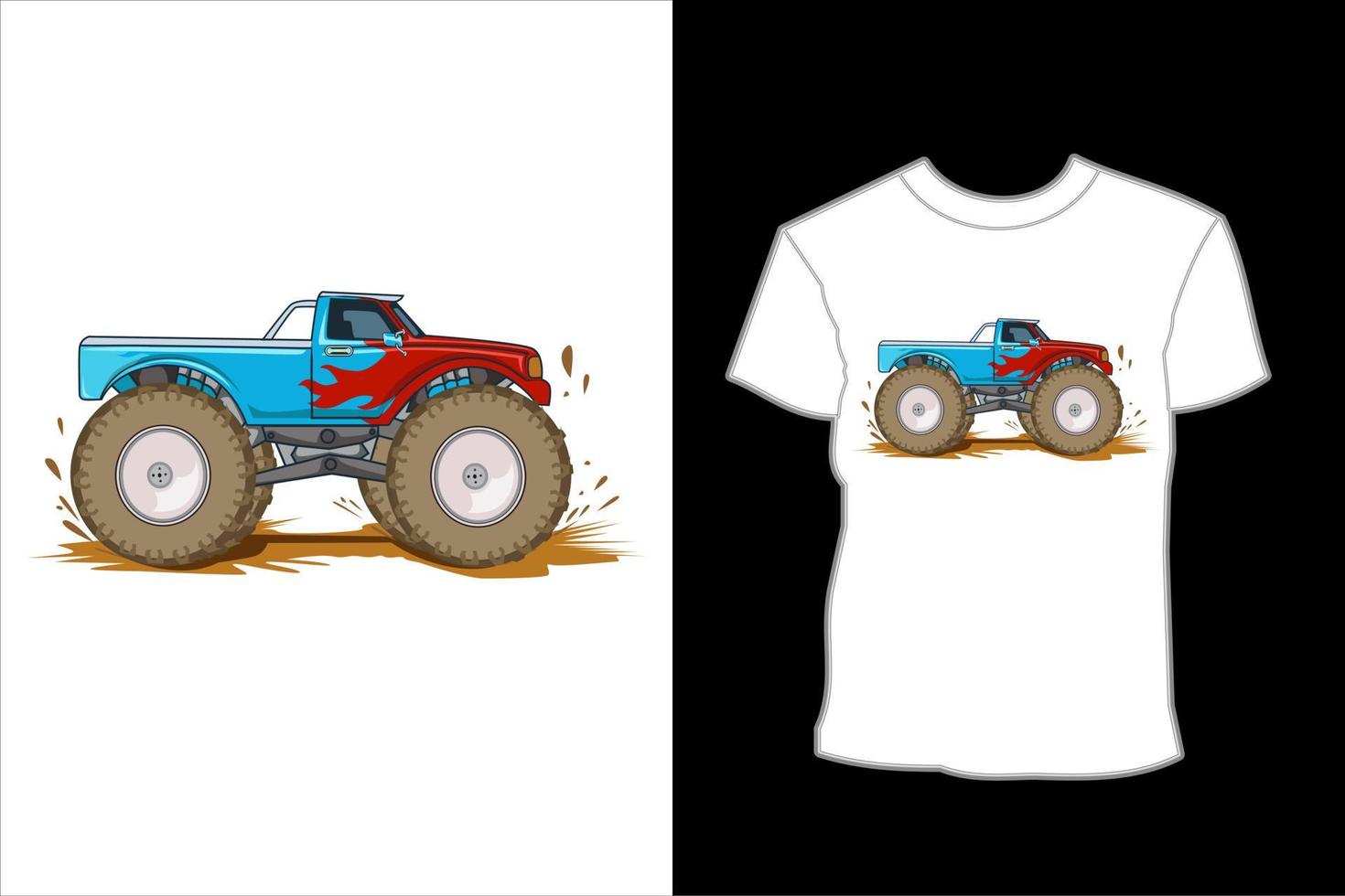 monster großer lkw-illustrationsvektor-t-shirt-design vektor