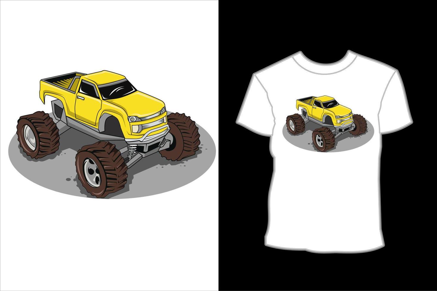 großes lkw-fahrzeugautoillustrationsvektor-t-shirt-design vektor