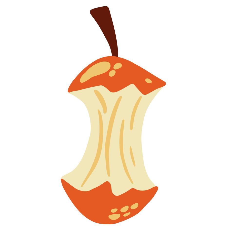 Apfelkern. Frucht. Apfelstumpf-Symbol. gesundes Essen. organischer Abfall. hand gezeichnete karikaturvektorillustration lokalisiert auf dem weißen hintergrund. vektor