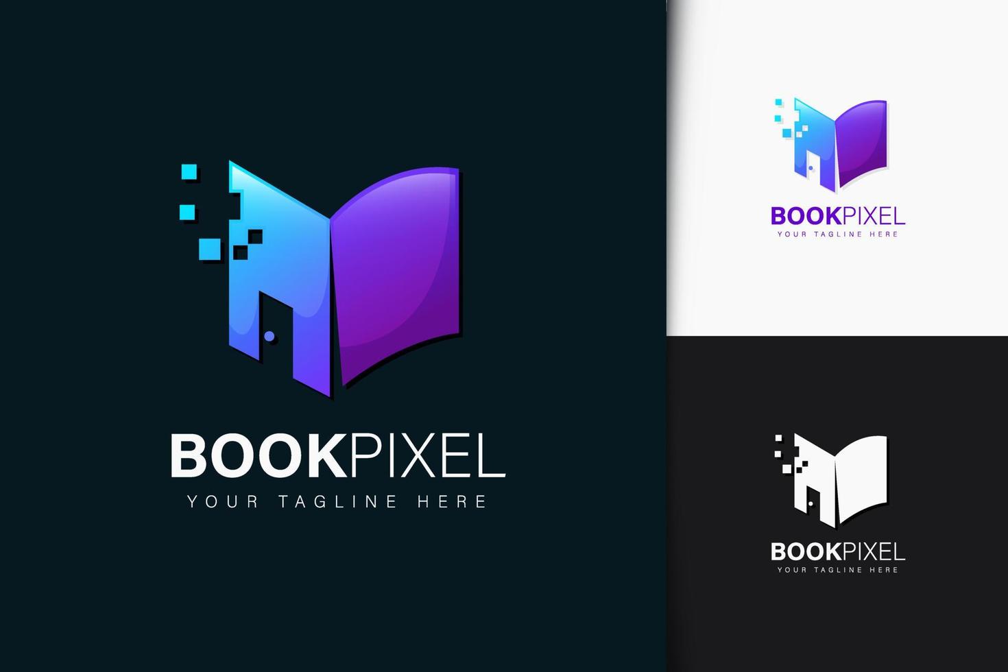 bok pixel logotyp design med gradient vektor