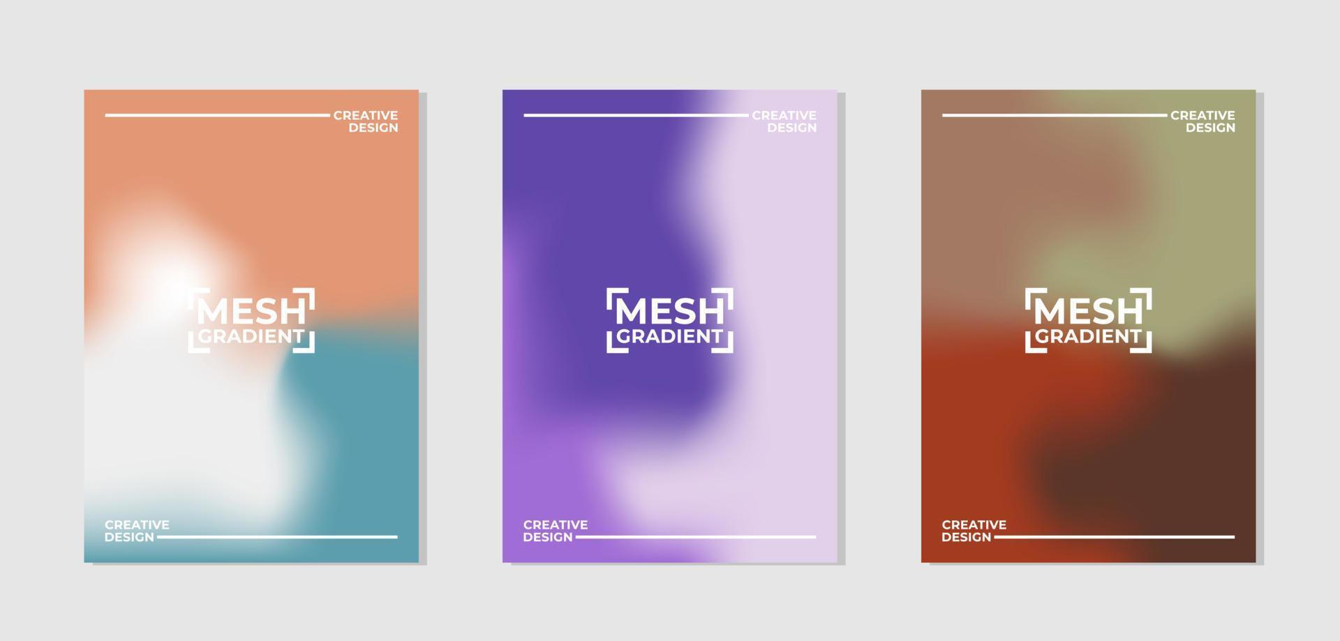 Vektorset von Cover-Designs mit Maschenverlaufsfarben. vorlagensammlung für banner, broschüre, poster, flyer, karte usw. in a4. vektor