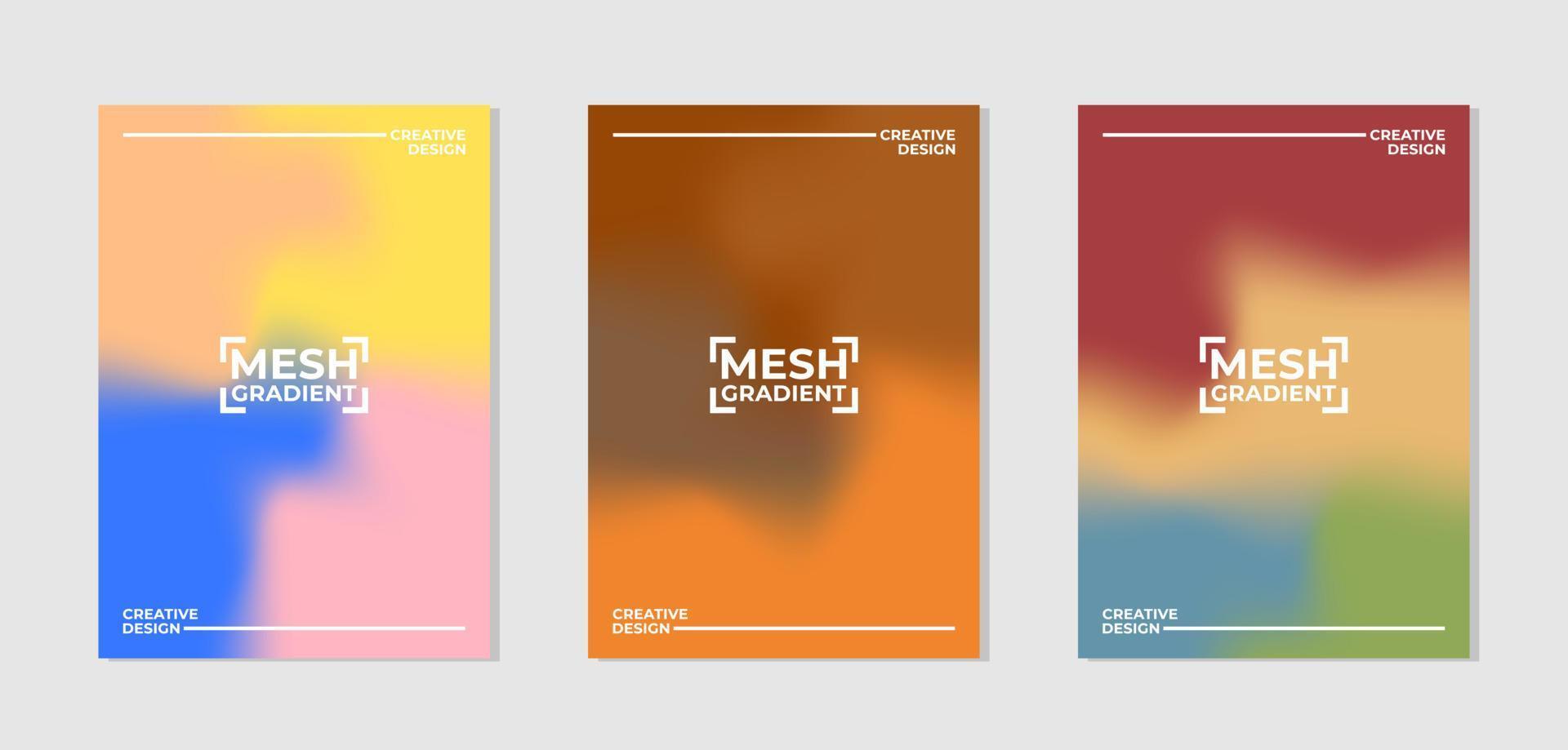 Vektorset von Cover-Designs mit Maschenverlaufsfarben. vorlagensammlung für banner, broschüre, poster, flyer, karte usw. in a4. vektor