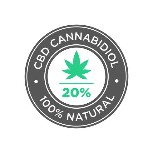 20 procent CBD Cannabidiol Oil ikon. 100 procent naturligt. vektor