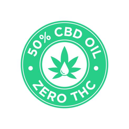 50 Prozent CBD-Öl-Symbol. Null THC. vektor