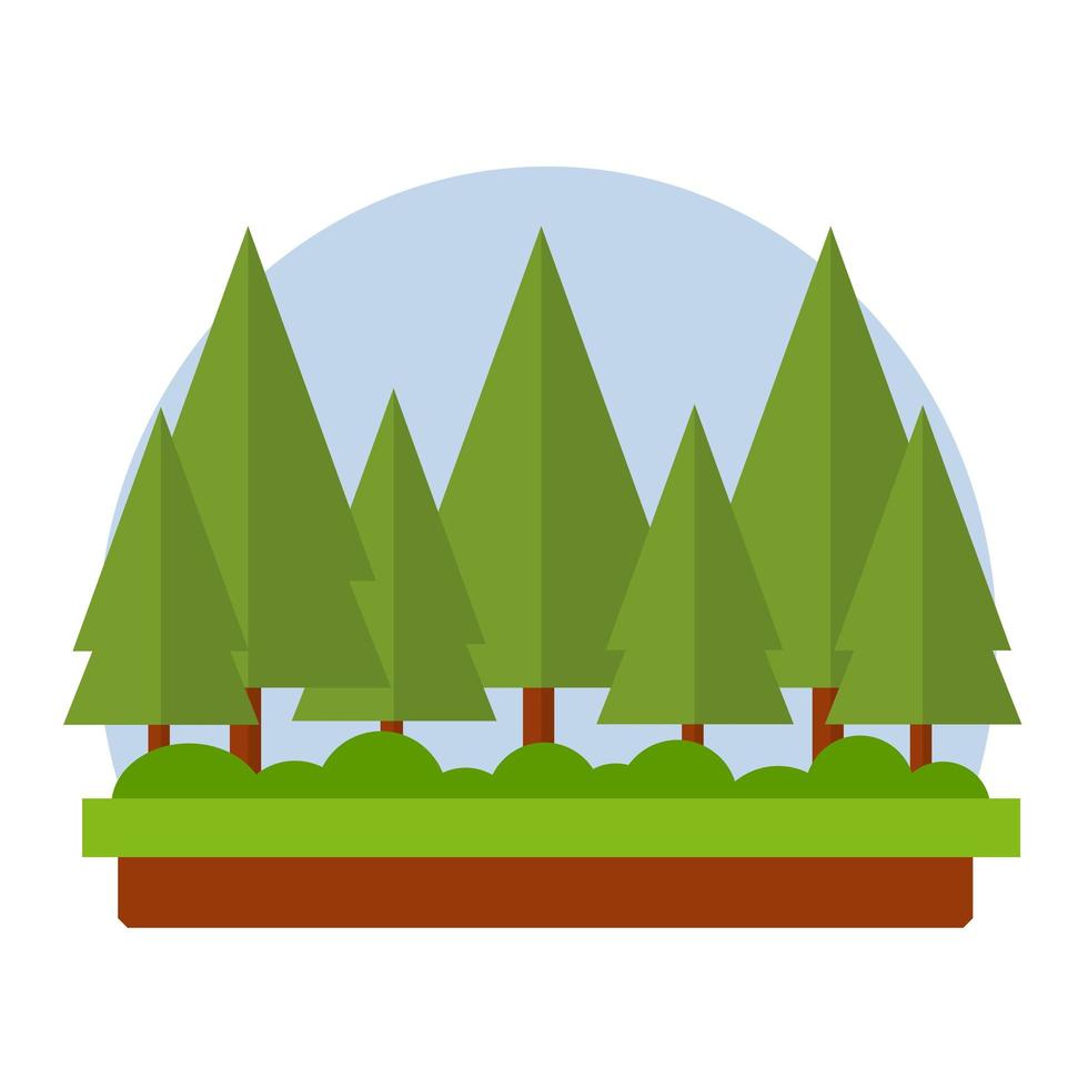 Wald Dickicht. grüner Baum. flache illustration der karikatur vektor