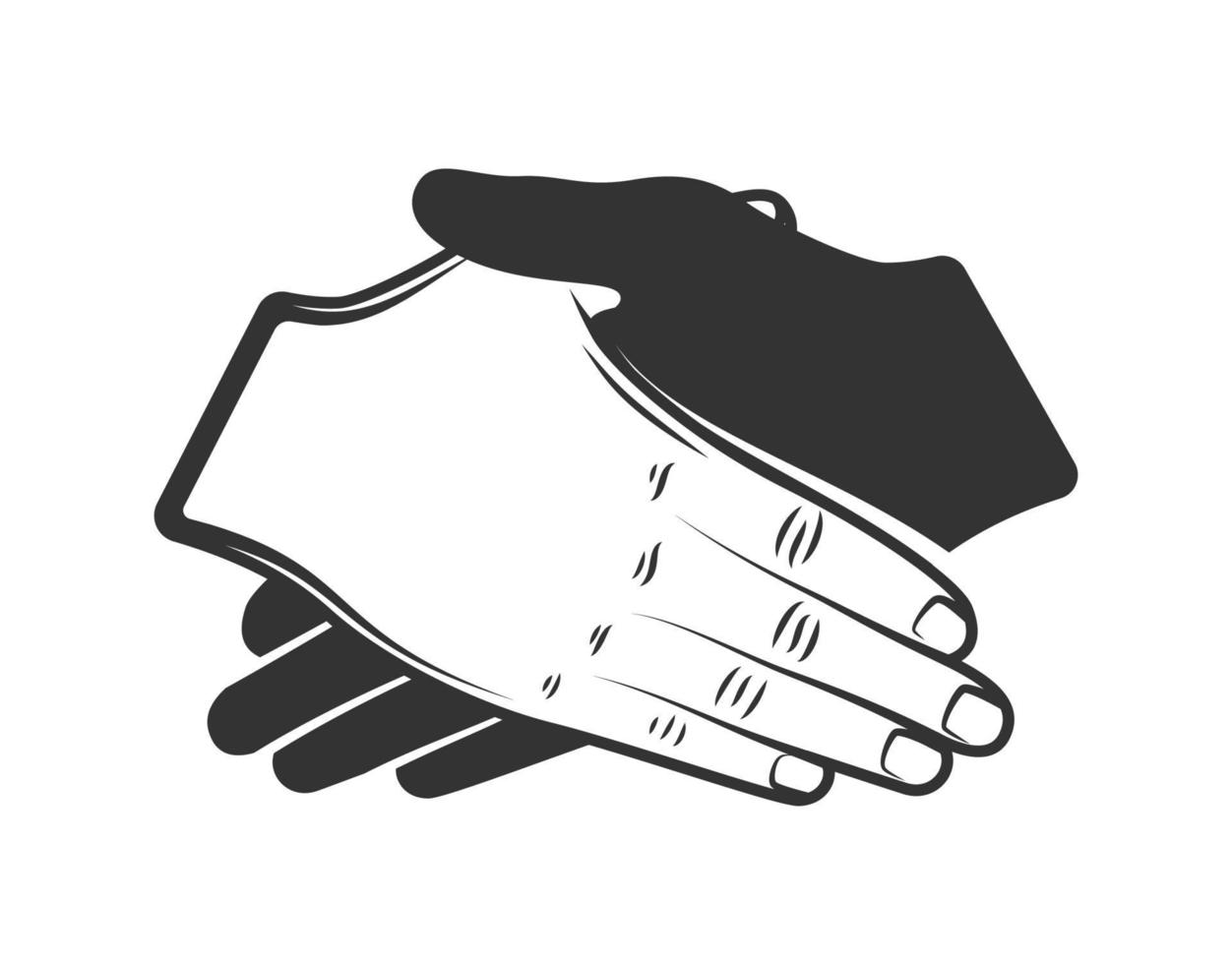 siluett handslag isolerad på vit bakgrund vektor
