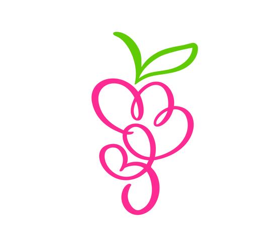 Vektor handgjorda Bunke av druvor skissera doodle ikon frukt. Bunt druvor skiss illustration för logotyp, tryck, webb, mobil och infographics isolerad på vit bakgrund