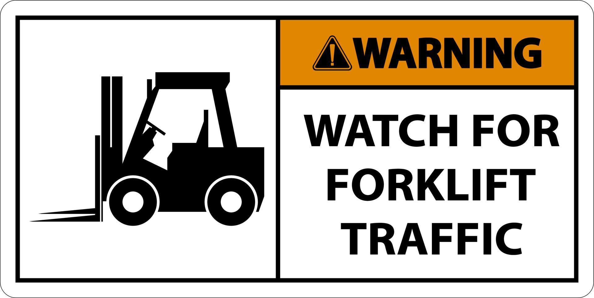 Warnung 2-Wege-Uhr für Gabelstapler-Verkehrszeichen auf weißem Hintergrund vektor