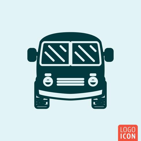 Mini-bussikonen. Fordons transport symbol minimal design vektor