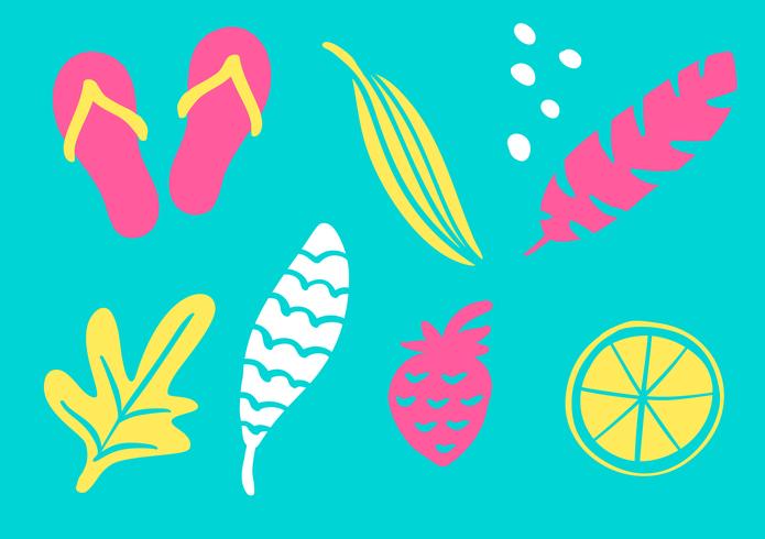 Tropische Sammlung für exotische Blätter, Ananas, Palmen und Früchte des Sommerstrandfestes. Lokalisierte Elemente des Vektors Design auf dem weißen Hintergrund vektor