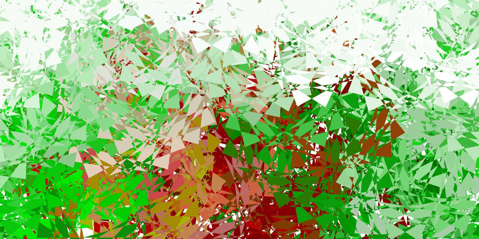 ljusgrönt, rött vektormönster med månghörniga former. vektor
