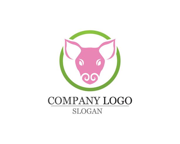 Pig Head Logo design vektor mall. Pork BBQ Grill Restaurant Logotyp negativ space style icon