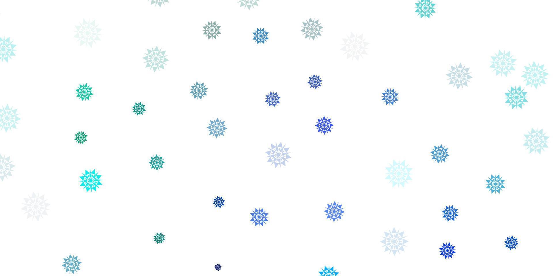 ljusblå vektorlayout med vackra snöflingor. vektor