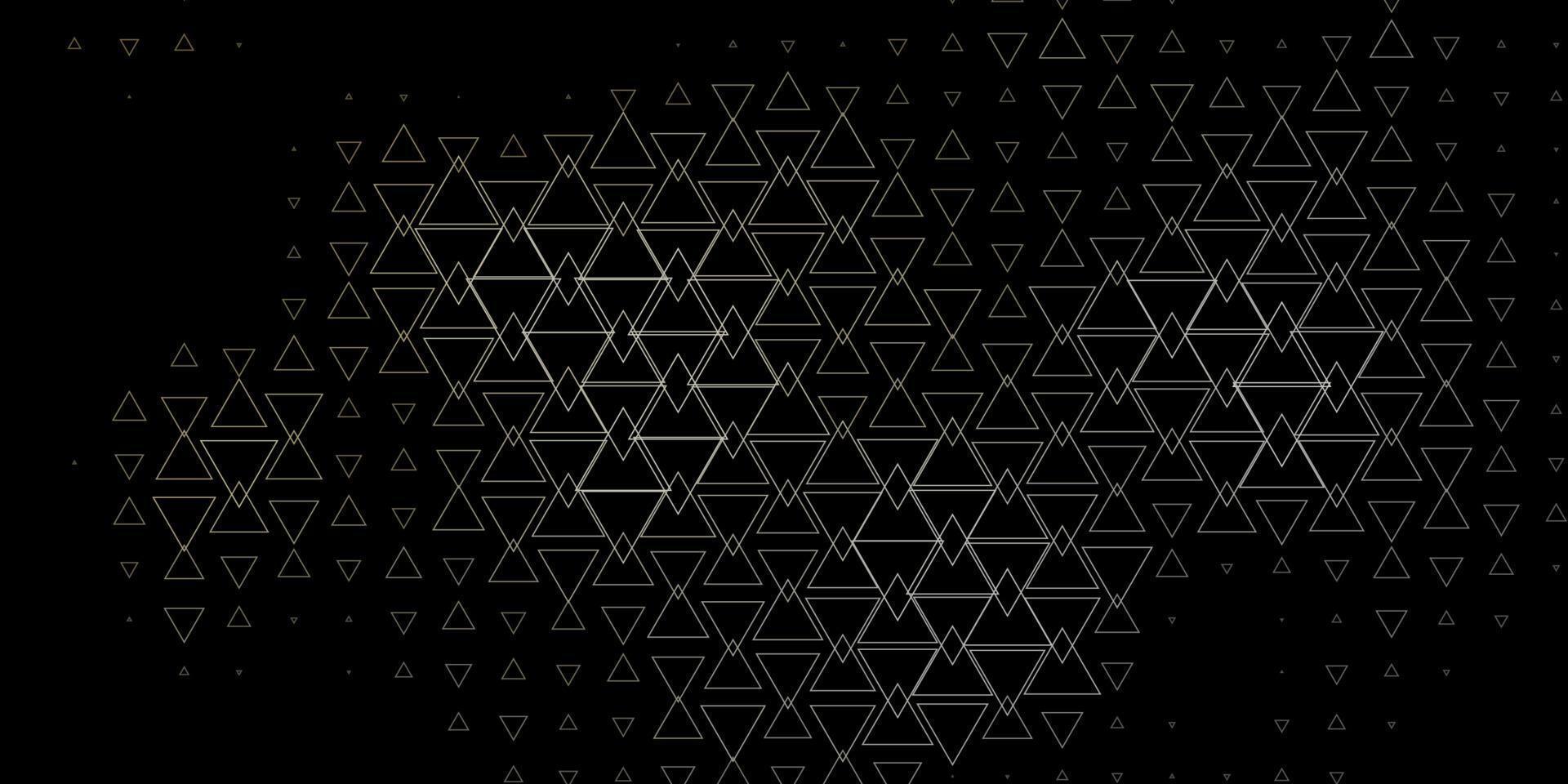 dunkelgrauer Vektorhintergrund mit Linien, Dreiecken. vektor
