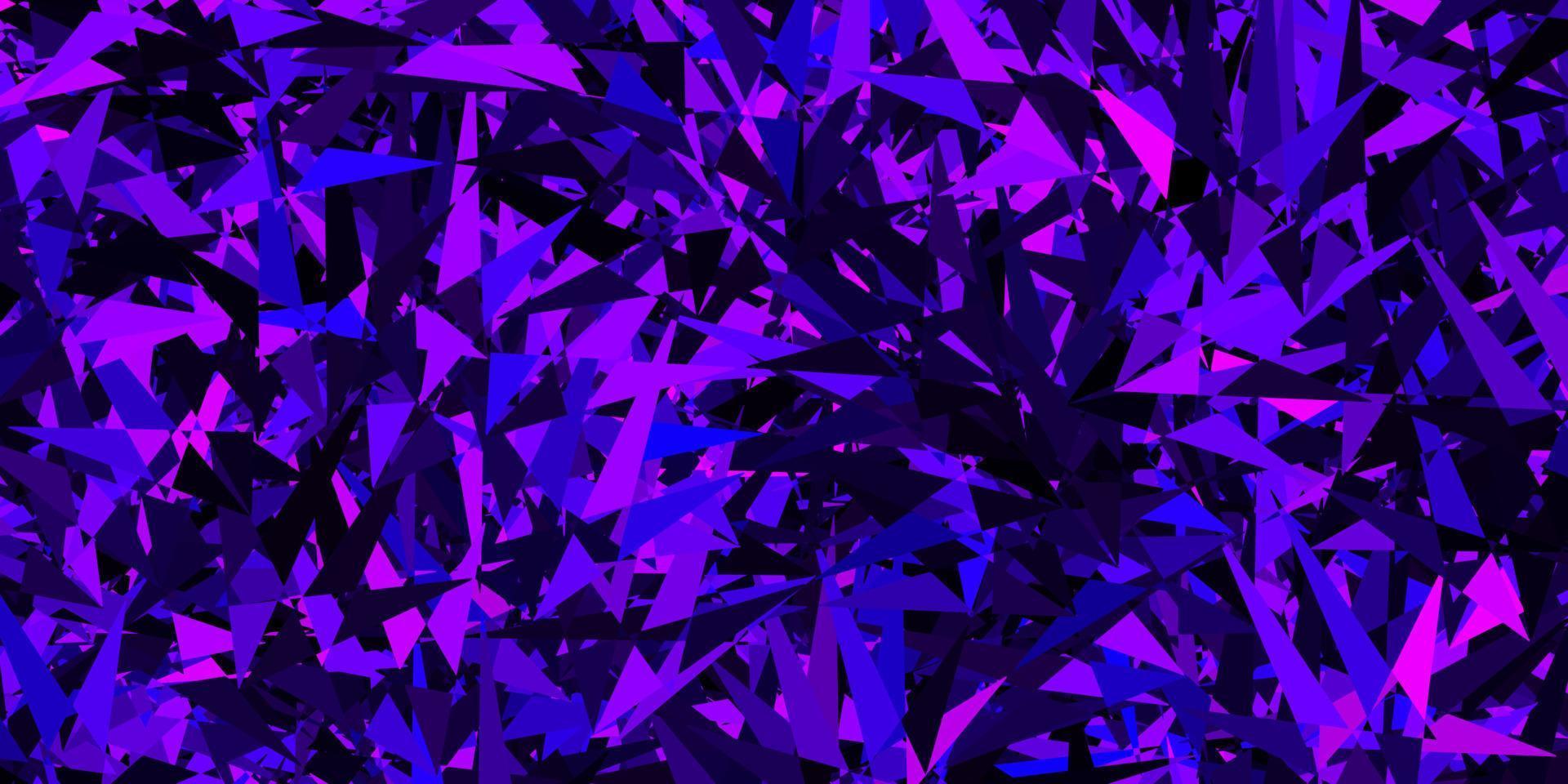 mörk lila vektor bakgrund med linjer, trianglar.