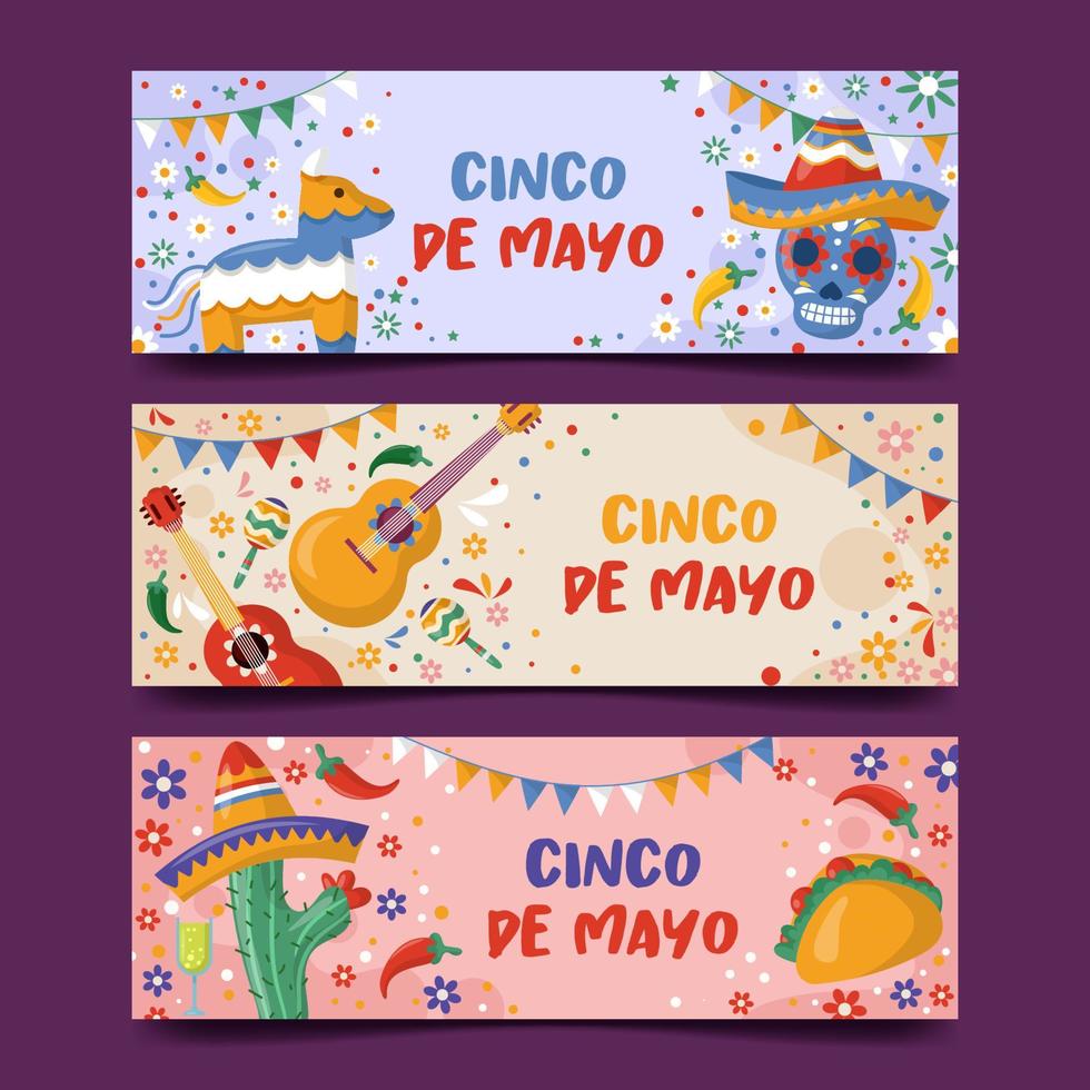 cinco de mayo set banner vektor