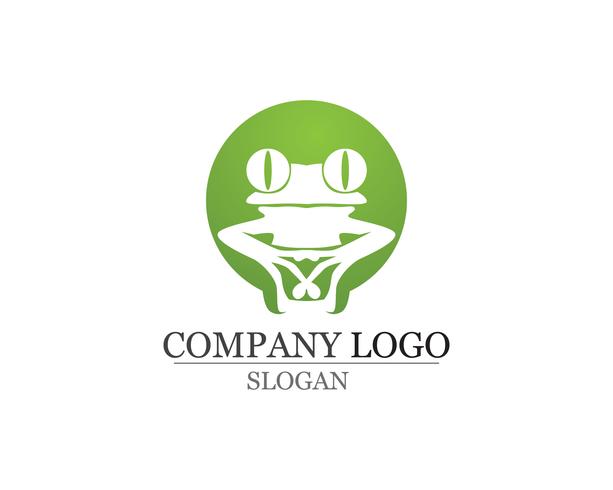 grüner Frosch Symbole Logo und Vorlage Vektor