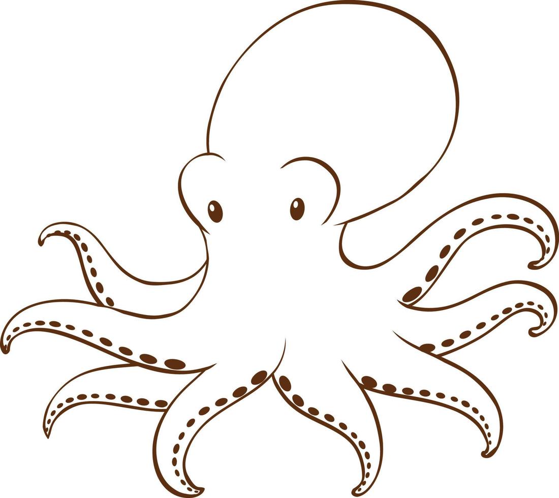 Oktopus im einfachen Doodle-Stil auf weißem Hintergrund vektor