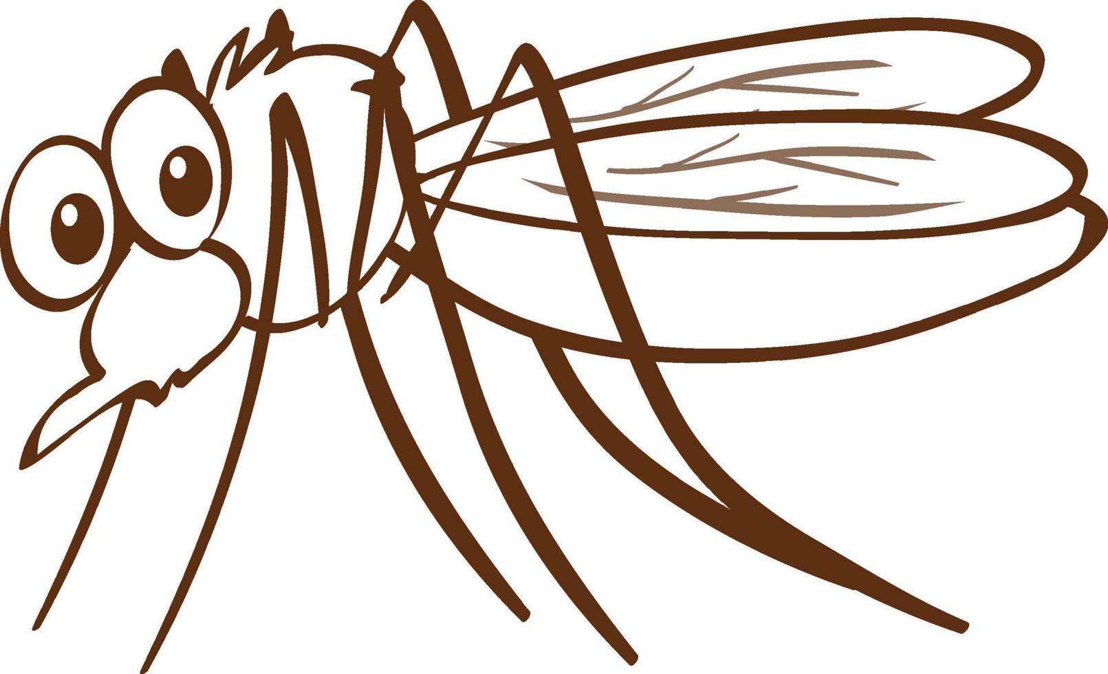 mygga i doodle enkel stil på vit bakgrund vektor