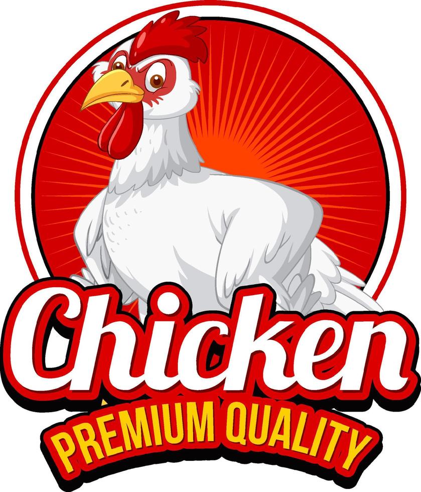 Hühner-Premium-Qualitäts-Banner mit Hühner-Cartoon-Figur vektor