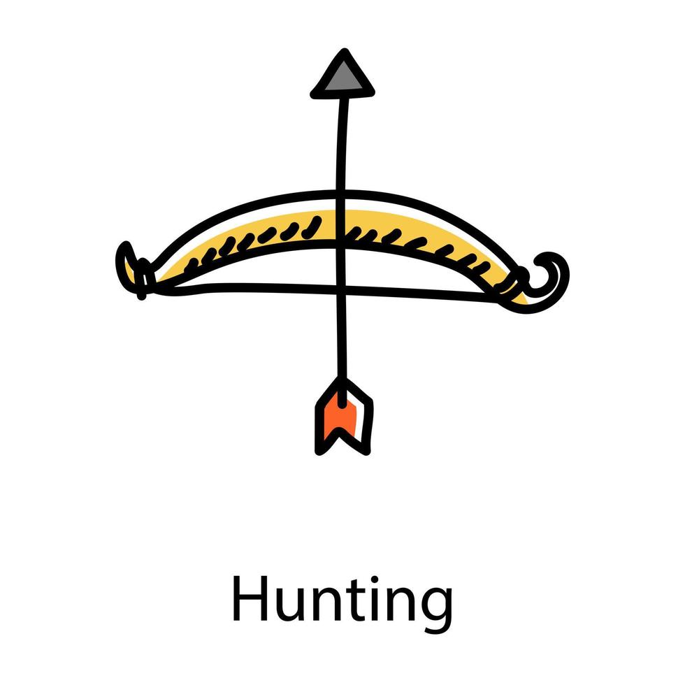 doodle ikonen för jaktbåge, redigerbar vektor