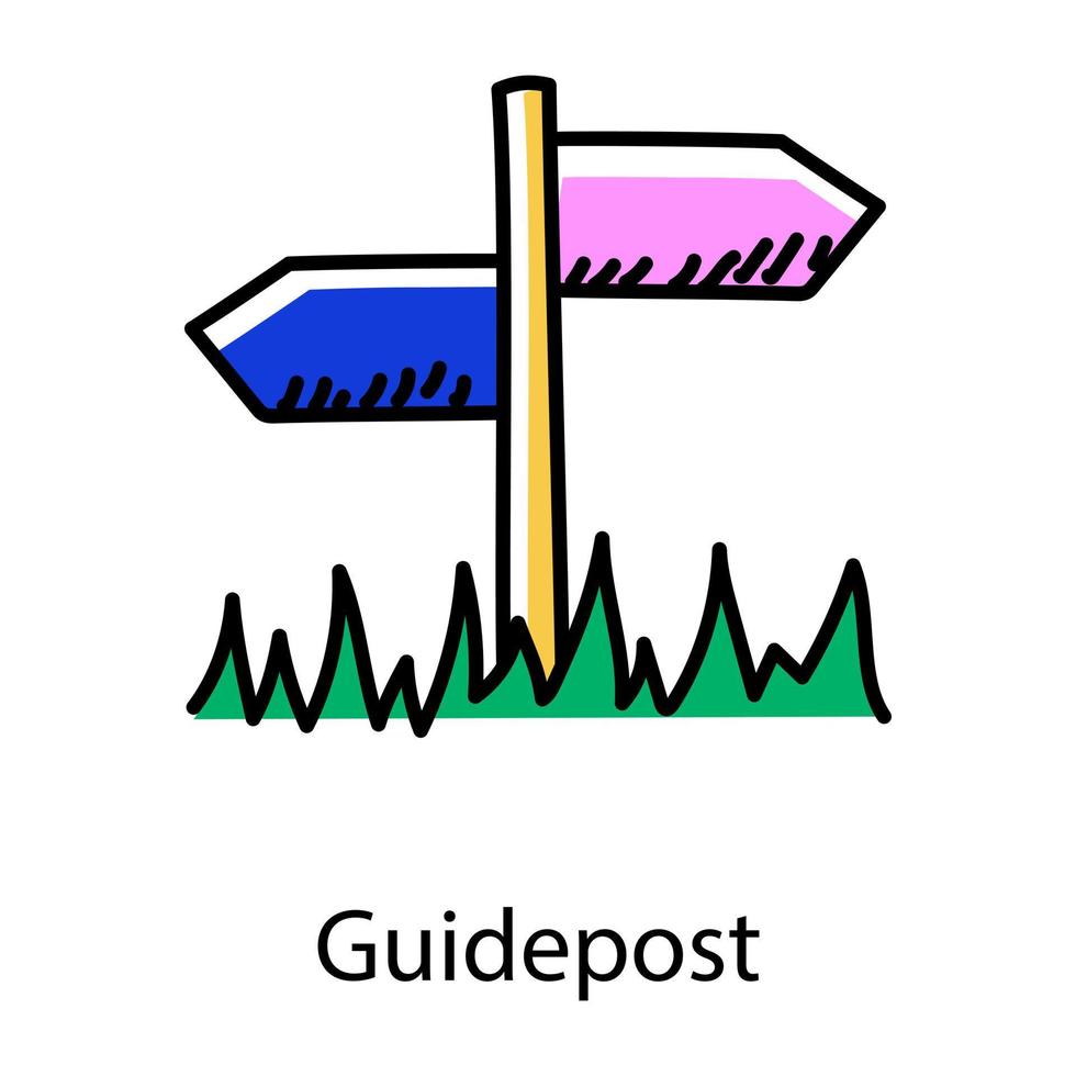 guidepost doodle ikon, redigerbar vektor