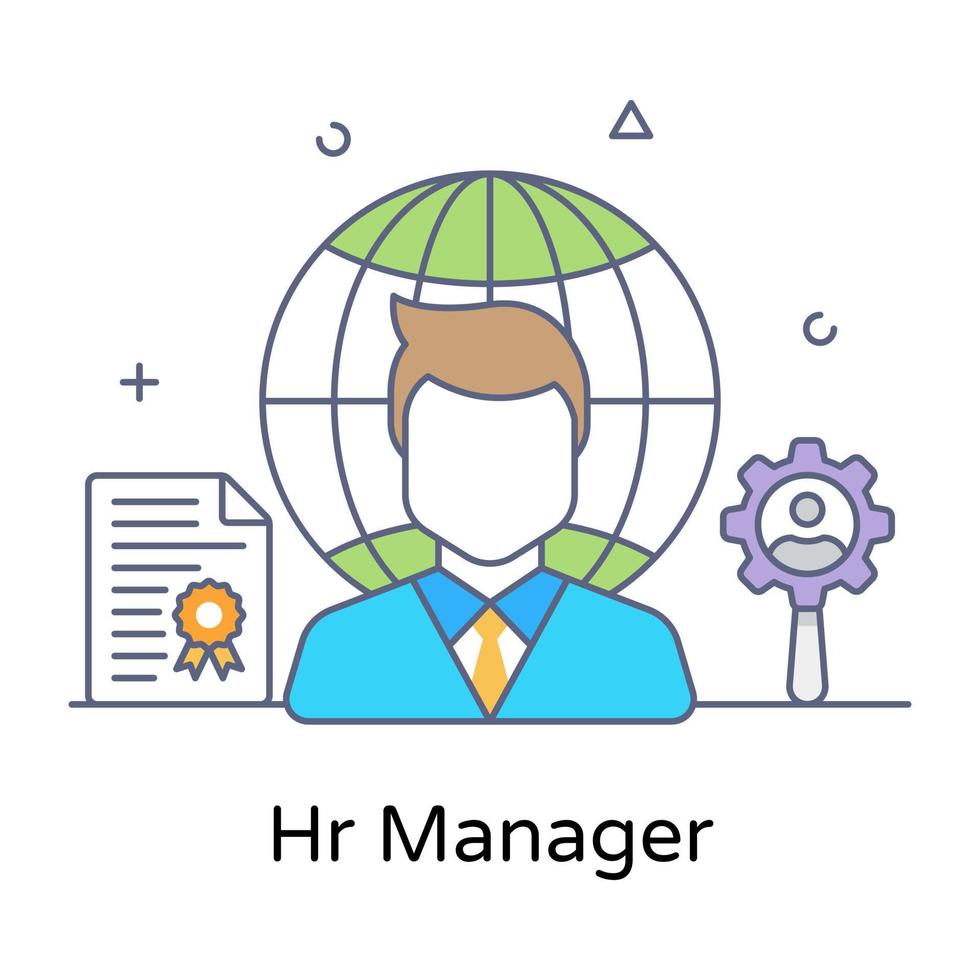 en platt kontur vektor hr manager