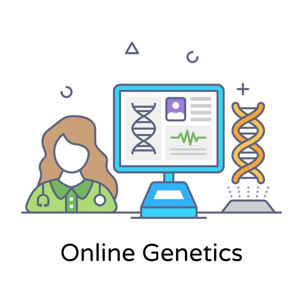 online genetik platt konceptuell ikon vektor