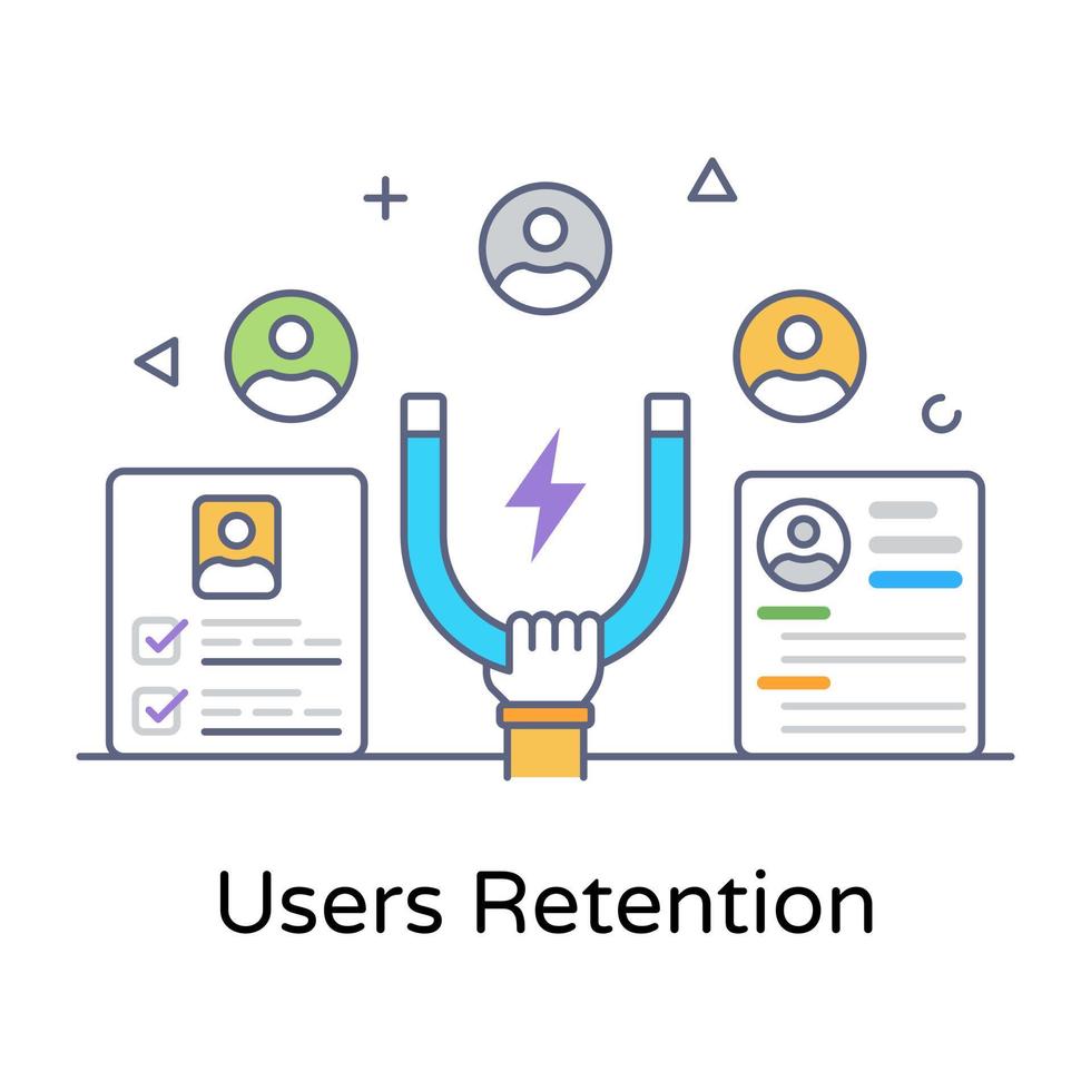 platt konturvektor för användarretention, premiumnedladdning vektor