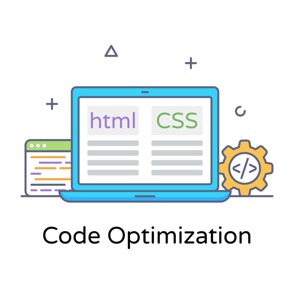 Bearbeitbares flaches Umrissdesign des Codeoptimierungssymbols vektor